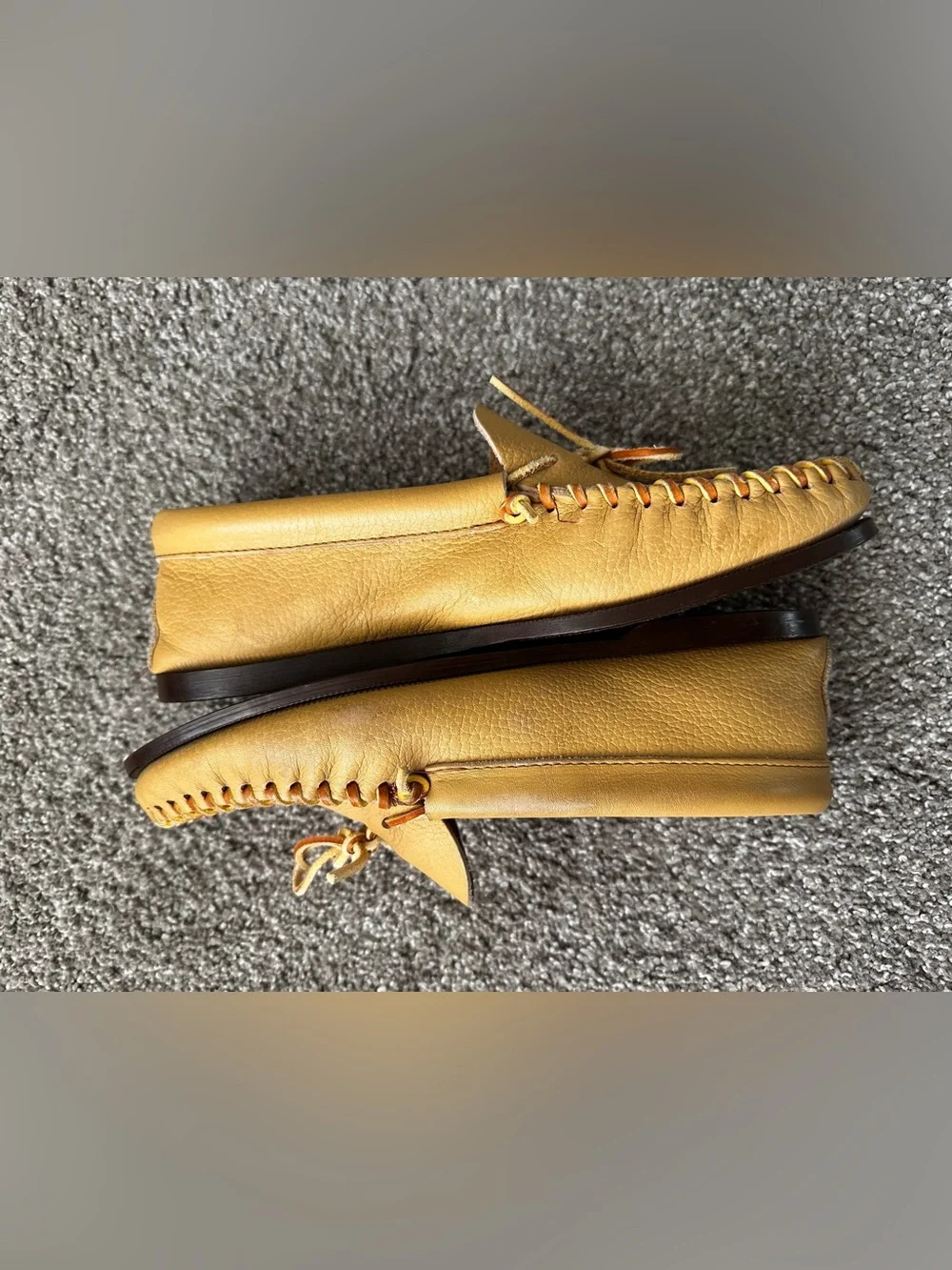 Minnetonka Mustard Leather Moccasin Loafers